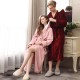Coral Fleece Nightgown for Men and Women, Autumn/Winter Long-Sleeved Tie-Drawn Pajamas, Loungewear, Long Thickened Flannel Couple's Bathrobe