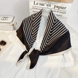 Striped imitation silk scarf for women, 2025 spring and summer new sweet silk scarf, fashionable printed decorative square scarf, factory direct.