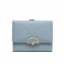 Pureti Women's Short Wallet, Korean New Fresh Print Tri-Fold Iron Clip, Multi-Function Coin Purse