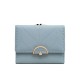 Pureti Women's Short Wallet, Korean New Fresh Print Tri-Fold Iron Clip, Multi-Function Coin Purse