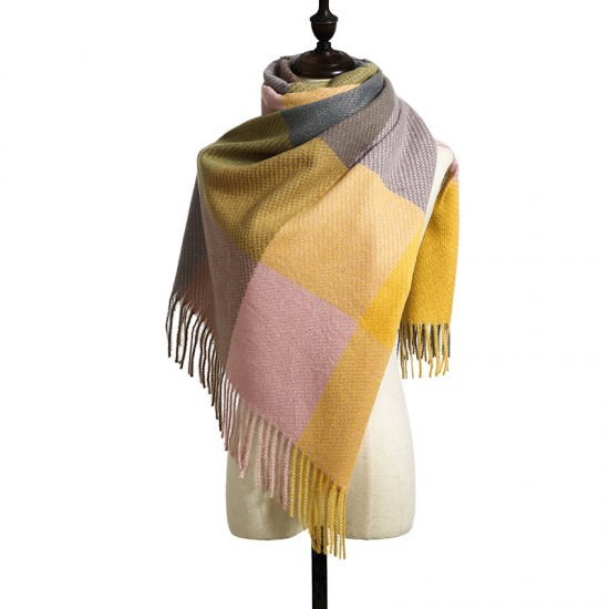 Plaid faux cashmere scarf for women, autumn and winter Wholesale British-style plaid tassel shawls for winter scarves Plaid faux cashmere scarf for women, autumn and winter Wholesale British-style plaid tassel shawls for winter scarves