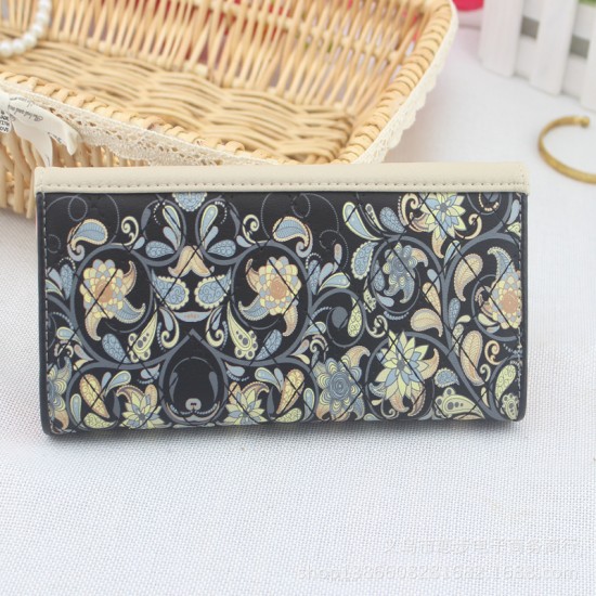 Cross-Border European and American Popular Women's Long Wallet with Retro Print and Fashionable Wallet, Clutch, and Coin Purse Cross-Border European and American Popular Women's Long Wallet with Retro Print and Fashionable Wallet, Clutch, and Coin Purse