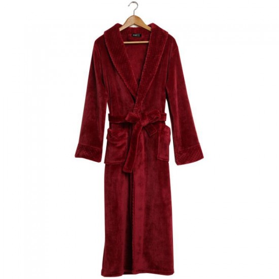 Autumn and Winter Plus Size Flannel Couple's Nightgown for Men and Women Baby Fleece Spliced ​​Thickened Long Bathrobe