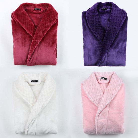 2021 Spliced Flannel Couple's Nightgown for Men and Women Extra Long Thickened Large Size Bathrobe for Autumn and Winter 2021 Spliced Flannel Couple's Nightgown for Men and Women Extra Long Thickened Large Size Bathrobe for Autumn and Winter