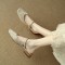 Stretchy slimming boots, thick-soled, height-enhancing boots for petite women, above-the-knee boots with a slimming, high-top biker boots