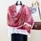 Cross-border Individually Designed Feather Print Cotton and Linen Long Scarf, Retro, Artistic, Elegant, High-value Scarf for Women