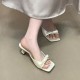 Open-toe satin soft block heel sandals, 2025 summer new French bow sandals Open-toe satin soft block heel sandals, 2025 summer new French bow sandals