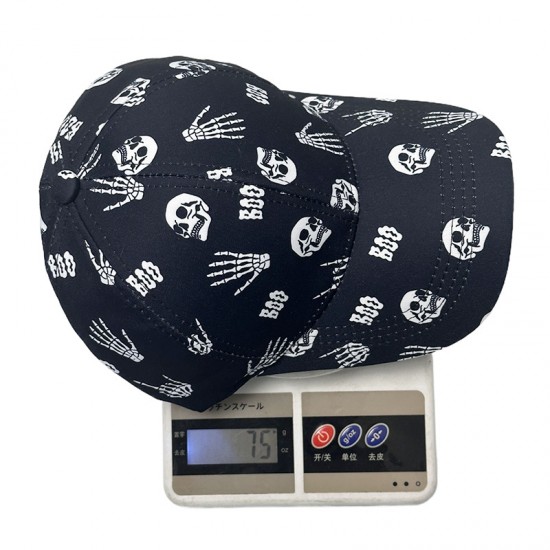 New cross-border skull-print baseball caps for men, outdoor personalized graffiti sun hats for women, casual sun protection and visor caps.