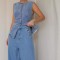 2025 fashionable washed sleeveless vest and trousers set, high-waisted, slimming, wide-leg denim trousers for women.