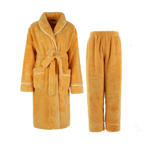 Autumn and winter thickened and long couple's robes for women, plus-size warm bathrobes for men and women.
