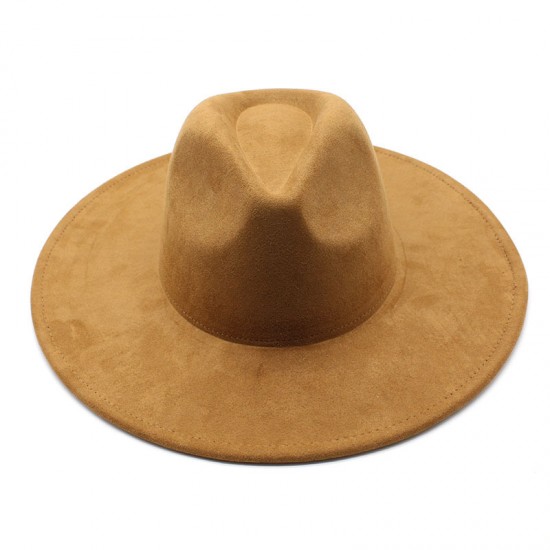 New European and American 9.5cm wide-brim suede topper, stylish and simple topper, heart-shaped wide-brim jazz hat New European and American 9.5cm wide-brim suede topper, stylish and simple topper, heart-shaped wide-brim jazz hat
