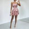 European and American sexy short skirt. Summer vacation-inspired, colorful, tight-fitting, floral tube dress with a flared hem.