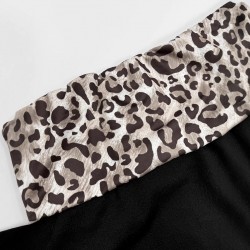 2025 Spring/Summer new European and American cross-border women's fashion: one-shoulder leopard print patchwork, tight, slightly flared long-sleeved dress.