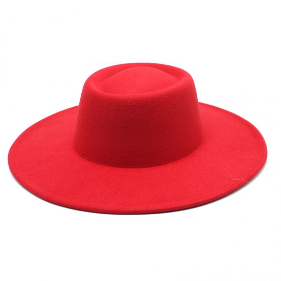 New cross-border autumn and winter woolen 9.5cm wide-brim jazz hat for men and women, with a convex and concave ring-shaped top hat New cross-border autumn and winter woolen 9.5cm wide-brim jazz hat for men and women, with a convex and concave ring-shaped top hat
