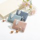 Pruti's new women's short wallet, Korean print, zipper, leaf clasp, student wallet with large capacity