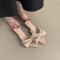 Women's slippers, new summer outdoor slippers, French-style, gentle, fairy-like, evening-style, kitten-heeled sandals with bows.