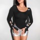 2025 Summer New European and American Bow-Knot Cropped Knitted T-Shirt for Women, Design-Driven Slim Fit Long-Sleeved Top