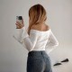 Slim-fitting, draped, long-sleeved, solid-color top and shirt Slim-fitting, draped, long-sleeved, solid-color top and shirt