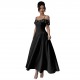 European and American women's high-end maxi dress, 2025 summer new high-waisted, elegant, off-the-shoulder, elegant, bubble-beaded dress.