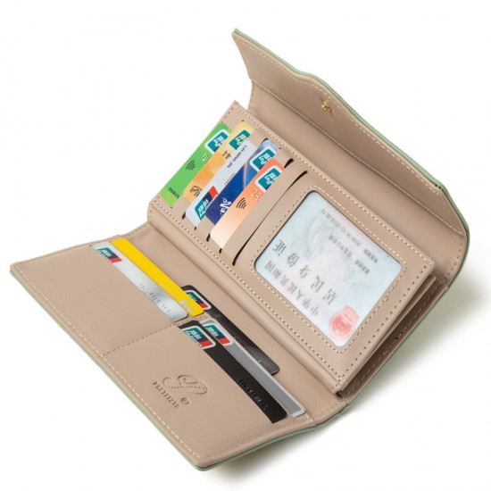 Factory wholesale women's long wallet, 2022 new Japanese and Korean soft PU leather, stylish, simple, buckle, clutch, tri-fold bag Factory wholesale women's long wallet, 2022 new Japanese and Korean soft PU leather, stylish, simple, buckle, clutch, tri-fold bag