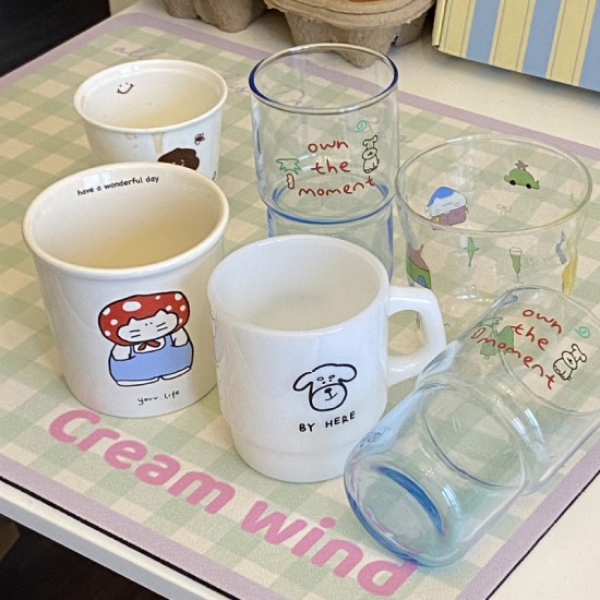 Niche and simple Instagram cartoon koala penguin glass, heat-resistant juice cup, coffee cup, 280ml couple sized. Niche and simple Instagram cartoon koala penguin glass, heat-resistant juice cup, coffee cup, 280ml couple sized.
