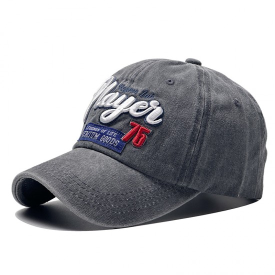Cross-border new face-enhancing denim baseball hats for women, vintage washed and distressed sun protection embroidered baseball hats for men