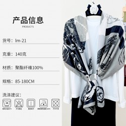French creative new retro-printed long scarves, stylish spring and summer scarves, stylish cotton and linen shawls.