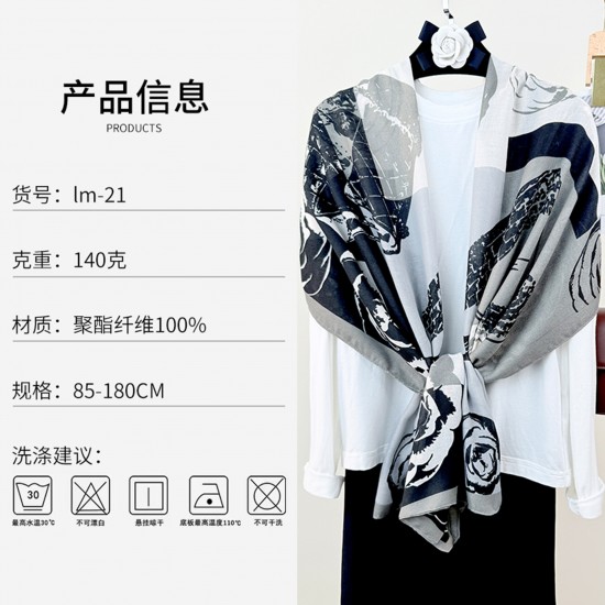 French creative new retro-printed long scarves, stylish spring and summer scarves, stylish cotton and linen shawls.