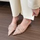 2025 Summer New Women's Square-Toed, Stiletto, Mid-Cut High Heels, Rhinestone Strap High Heels 2024 new square-toed, open-toed, French-style, elegant stiletto heels with a poopy feel.