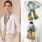 2025 new summer women's long silk scarf, wholesale printed imitation silk, tied with ribbons, sweet small neck scarf.