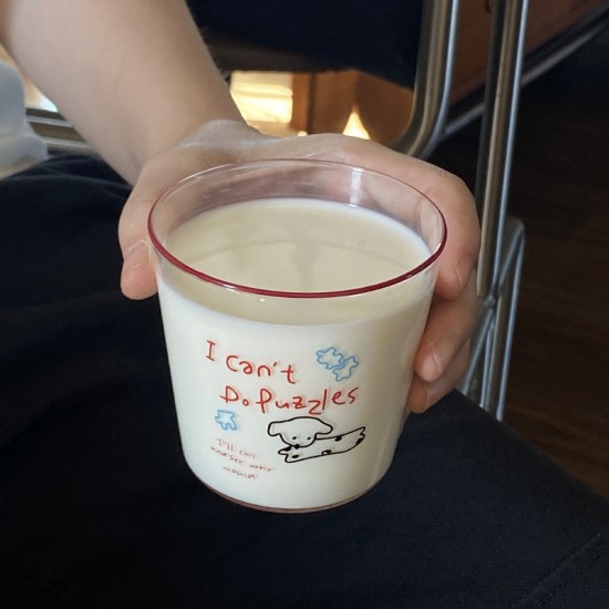 Homemade vintage Instagram high-stem glass, retro French romantic dessert cup, niche minimalist milk cup, heat-resistant.