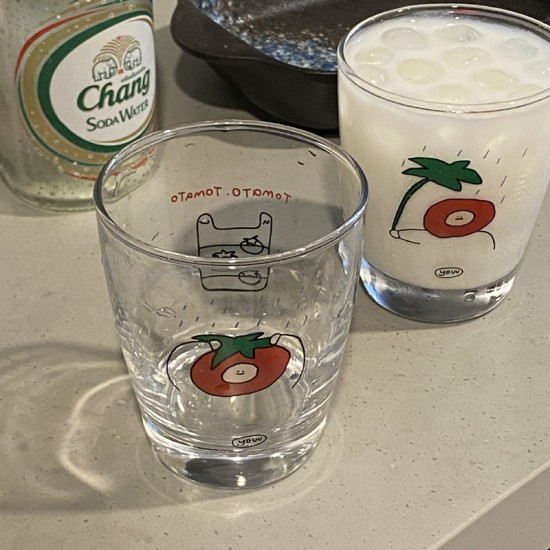 Cute girly red cherry dessert bowl, niche Korean Instagram heat-resistant glass bowl and yogurt cup for breakfast