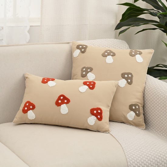 Nordic ins embroidered mushroom fabric pillows and cushions Living room sofa model room headrest and backrest pillowcases Nordic ins embroidered mushroom fabric pillows and cushions Living room sofa model room headrest and backrest pillowcases