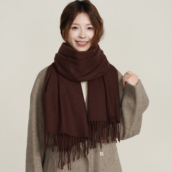 Women's winter imitation cashmere, artistic autumn and winter, thickened, warm, dual-use, solid color, Korean-style, stylish scarf