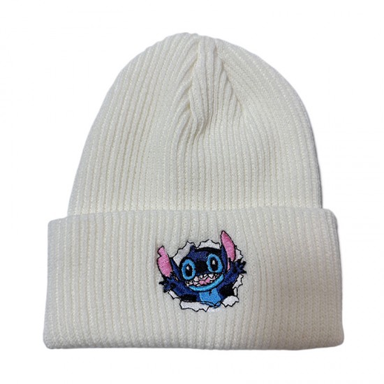 New Cross-Border Stitch Embroidered Knitted Hat, Autumn/Winter Outdoor Warm Men's and Women's Cartoon Anime Beanie