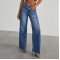 2025 new cross-border Amazon independent foreign trade women's denim trousers. Washed wide-leg denim pants