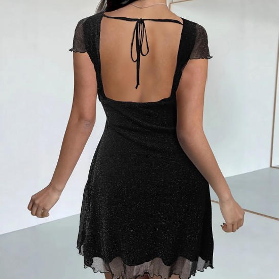 Mesh butterfly embellished short black top for women Summer thin, stylish, backless, see-through long-sleeved T-shirt for hot girls Mesh butterfly embellished short black top for women Summer thin, stylish, backless, see-through long-sleeved T-shirt for hot girls