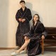 End of year INSS flannel robe for men, simple, large-size coral fleece couple's bathrobe for women, long, thick, autumn and winter.