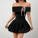 Retro Plaid Waisted Tank Dress, New European and American Elegant V-Neck Bow Design Sleeveless A-Line Skirt Retro Plaid Waisted Tank Dress, New European and American Elegant V-Neck Bow Design Sleeveless A-Line Skirt