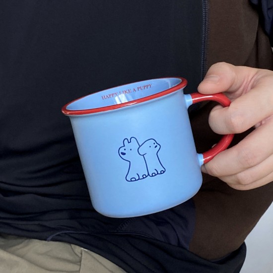 Niche Classic Red and Blue Contrasting Striped Ceramic Mug, Instagram Origin Coffee Cup, Couple's Water Cup, Drink Water Reminder