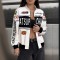 European and American women's autumn/winter 2025 new streetwear long-sleeved jacket with personalized lettering, zippered, stand-up collar.