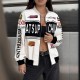European and American women's autumn/winter 2025 new streetwear long-sleeved jacket with personalized lettering, zippered, stand-up collar. European and American women's autumn/winter 2025 new streetwear long-sleeved jacket with personalized lettering, zippered, stand-up collar.