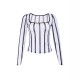 European and American women's summer tops. 2025 new, niche, striped, versatile, slim-fitting, sexy, long-sleeved T-shirt. Wholesale.