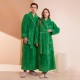 Contrast color flannel couple's robes for women, thickened and long warm coral fleece bathrobes for winter, men's plus-size morning robes.