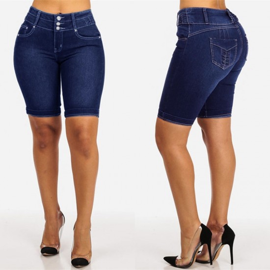 New Cross-Border Amazon Independent Station Denim Shorts for Women, Buttoned Shorts, Slimming, Cropped Shorts New Cross-Border Amazon Independent Station Denim Shorts for Women, Buttoned Shorts, Slimming, Cropped Shorts