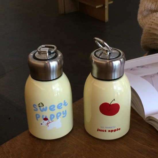 Cartoon KT penguin stainless steel thermos, black mini portable cold storage cup, cute and compact pocket cup