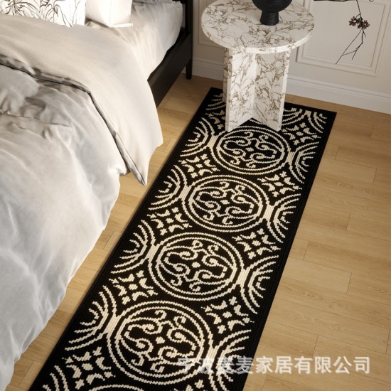 American retro bedside rug, bedroom floor mat, living room, luxury long, thickened imitation wool mat