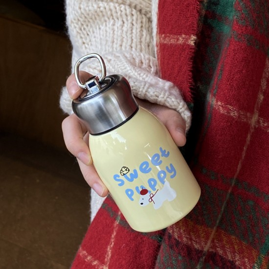 Cartoon KT penguin stainless steel thermos, black mini portable cold storage cup, cute and compact pocket cup