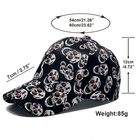 New cross-border baseball cap with skull print, fashionable and versatile, outdoor casual sun hat for men and women.