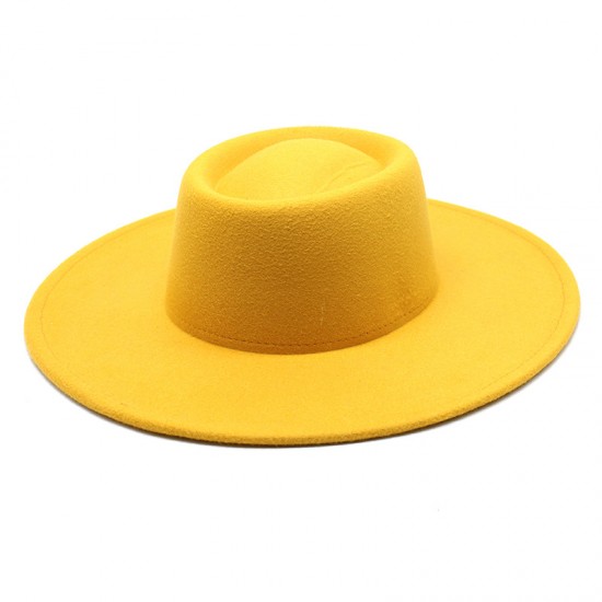 New cross-border autumn and winter woolen 9.5cm wide-brim jazz hat for men and women, with a convex and concave ring-shaped top hat New cross-border autumn and winter woolen 9.5cm wide-brim jazz hat for men and women, with a convex and concave ring-shaped top hat